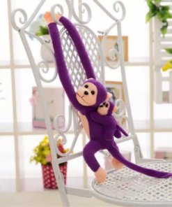 Pliušinė beždžionė su mažyliu violetinė 90 cm