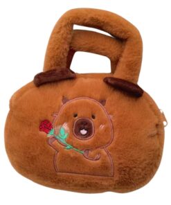 Pliušinė kapibaros rankinė su rože 20 cm