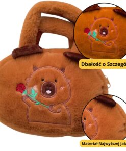 Pliušinė kapibaros rankinė su rože 20 cm