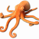 Pliušinis aštuonkojis 55 cm oranžinis