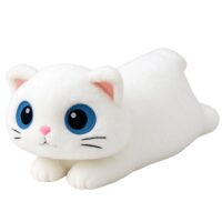 Pliušinis baltas katinas gulinčios formos 45 cm