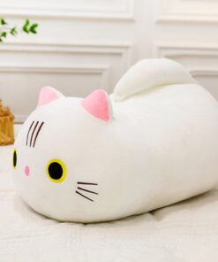 Pliušinis baltas katinas su uodega 40 cm