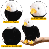Pliušinis erelis juodai baltas 25cm