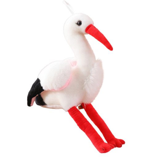 Pliušinis gandras baltas 37cm
