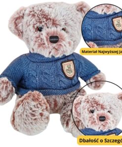 Pliušinis meškinas su mėlynu megztuku 21 cm
