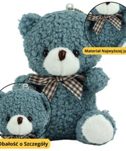 Pliušinis meškiuko pakabukas mėlynas 8 cm
