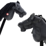 Plush Horse Head On A Stick Hobby Horse Long-haired Horse Black sounds