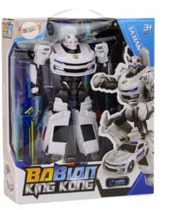 Policijos automobilis robotas 2in1 baltas