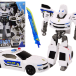 Policijos automobilis robotas 2in1 baltas