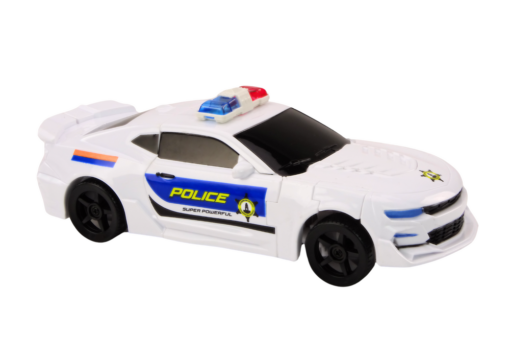 Policijos automobilis robotas 2in1 baltas