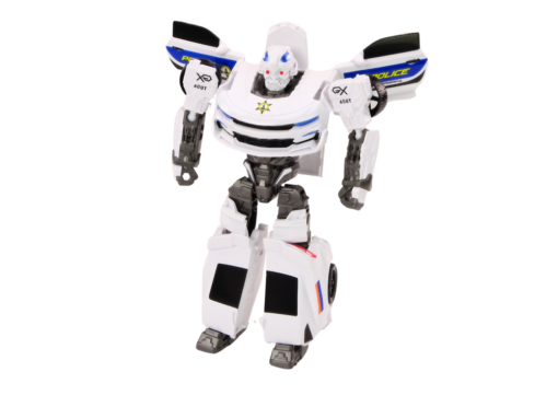 Policijos automobilis robotas 2in1 baltas