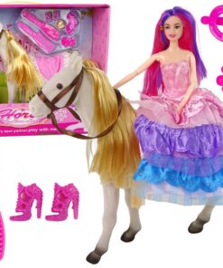 Princesės lėlė su baltu žirgu