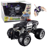 RC policijos off‑road automobilis su dūmais