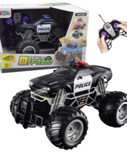 RC policijos off‑road automobilis su dūmais