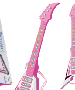 Rožinė elektrinė gitara vaikams