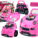 Rožinis automobilis dirbtuvės ardymo rinkinys