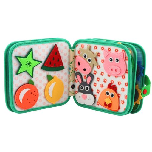 Sensorinė veltinio knygelė vaikams – „Karvutė ir augintiniai“