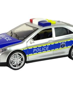 Sidabrinis policijos automobilis su šviesomis ir garsais