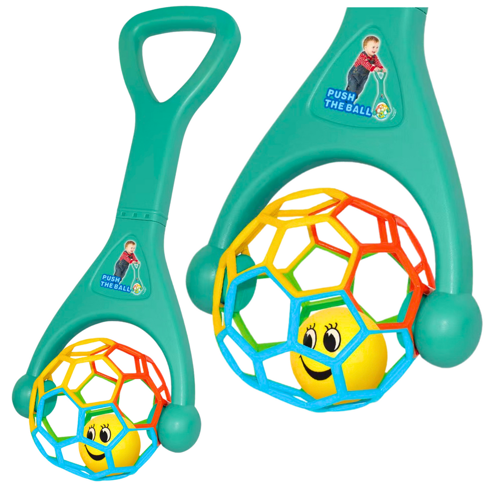 Stumdukas su lanksčiu kamuoliu ir barškučiu – 2in1 Stumdukas su lanksčiu kamuoliu ir barškučiu – 2in1