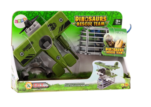 Surenkamas lėktuvas su dinozauru žalias