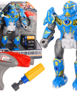 Surenkamas robotas su grąžtu mėlynas