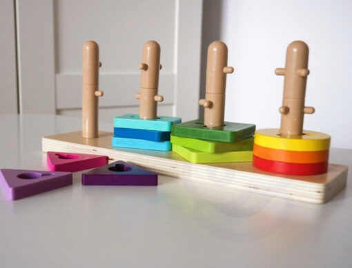 TOOKY TOY formų rūšiuoklis su spalvingomis Montessori kaladėlėmis