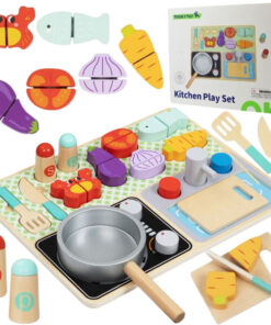 TOOKY TOY medinė virtuvė su priedais – mažojo šefo rinkinys