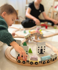 TOOKY TOY mediniai magnetiniai vagonėliai