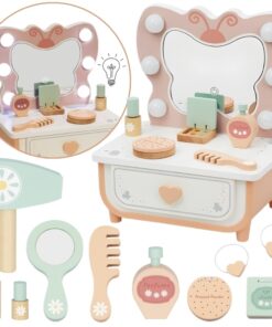 TOOKY TOY medinis „Drugelio“ grožio staliukas su veidrodžiu