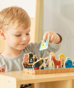 VIGA medinė 2-in-1 nuotolinio mokymosi dėlionė „Ūkis ir jūra“