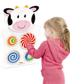 VIGA medinė manipuliacinė lenta „Karvė“ Montessori