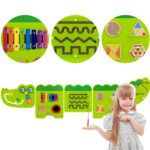 VIGA medinė manipuliacinė sensorinė lenta „Krokodilas“ Montessori