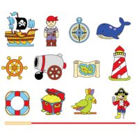 VIGA mediniai veriami (raišiojami) kaladėlių blokai „Piratai“