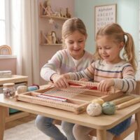 VIGA medinis audimo staklių dirbtuvėlių Montessori audimo rinkinys