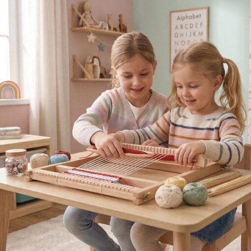 VIGA medinis audimo staklių dirbtuvėlių Montessori audimo rinkinys