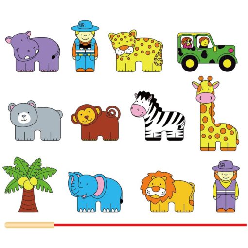 VIGA medinis veriamųjų blokų žaidimas „Sukryžiuoti blokai“ – Safari ZOO Montessori