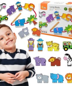 VIGA medinis veriamųjų blokų žaidimas „Sukryžiuoti blokai“ – Safari ZOO Montessori