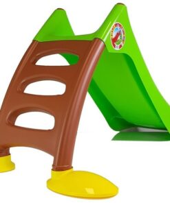 Vaikiška sodo čiuožykla su kopetėlėmis – žalia–ruda
