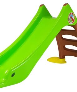 Vaikiška sodo čiuožykla su kopetėlėmis – žalia–ruda