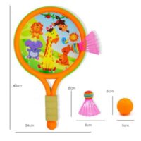 Vaikiškas dinozaurų badmintonas oranžinis–žalias