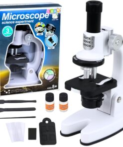 Vaikiškas mikroskopas su 1200× priartinimu ir laboratoriniu rinkiniu