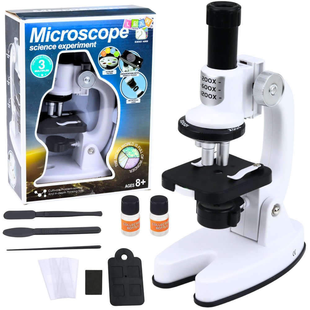 Vaikiškas mikroskopas su 1200× priartinimu ir laboratoriniu rinkiniu Vaikiškas mikroskopas su 1200× priartinimu ir laboratoriniu rinkiniu
