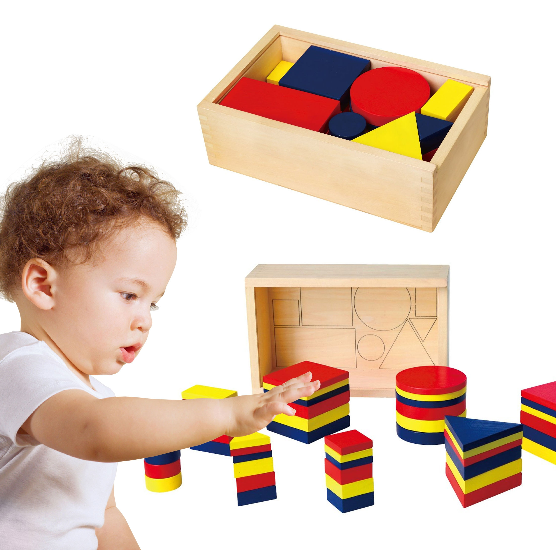 Viga Toys Montessori puidust Dienes klotsid - geomeetrilised kujundid