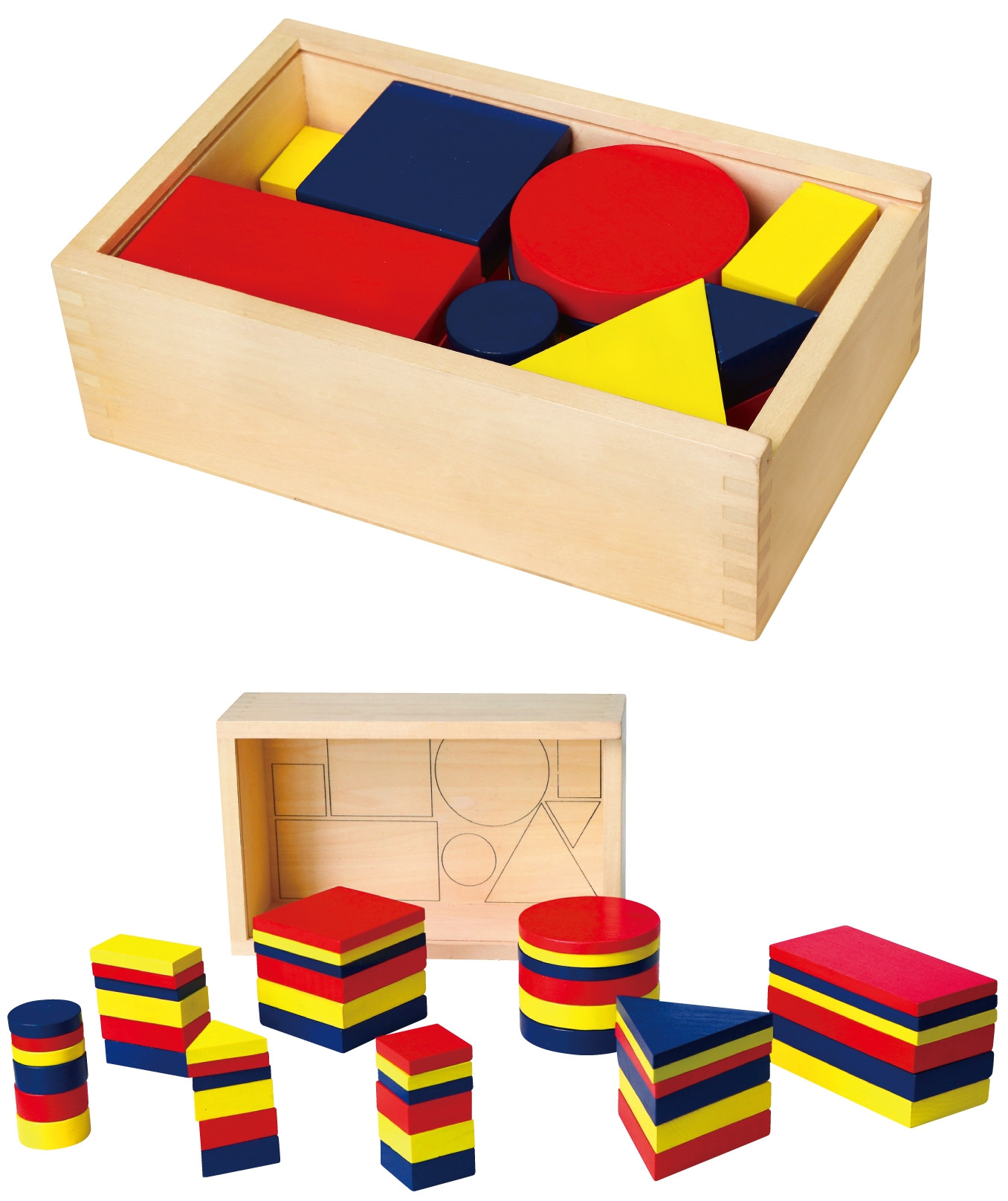 Viga Toys Montessori puidust Dienes klotsid - geomeetrilised kujundid