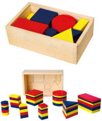 Viga Toys Montessori medinės Dieneso kaladėlės – geometrinės figūros