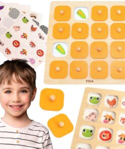 Viga „Memory – Atspėk paveikslėlius“ atminties žaidimas – 10 Montessori kortelių.