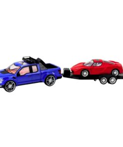Visureigis su tralu ir sportiniu automobiliu