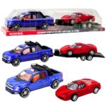 Visureigis su tralu ir sportiniu automobiliu