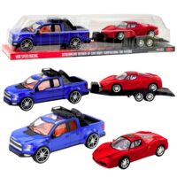 Visureigis su tralu ir sportiniu automobiliu