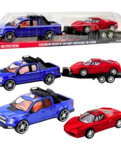Visureigis su tralu ir sportiniu automobiliu